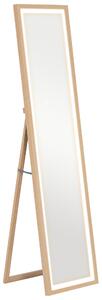 HOMCOM Grande specchio da terra, specchio da parete o da terra rettangolare, 40 x 160 cm con illuminazione a LED 3 colori, rovere | Aosom Italy