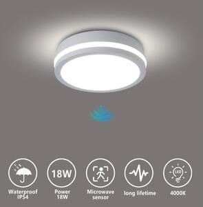Brilagi - Lampada da esterno con sensore BENE LED/18W/230V diam. 21,5 cm bianco IP54