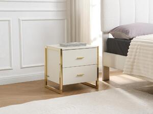 Comodino 2 cassetti MDF Beige e Dorato - OMBRELIA di PASCAL MORABITO