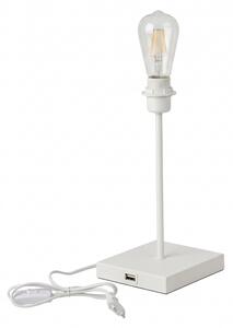 Lampada da tavolo bianca con porta USB, attacco 1x E27, 15W, 230V