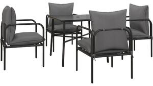 Outsunny Set da Giardino 5 Pezzi in Acciaio con 4 Sedie 58x58x66 cm e Tavolo 80x80x71 cm con Foro Centrale, Grigio|Aosom