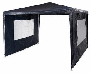 Relaxdays Gazebo 3x3 m, 2 pareti laterali, struttura in metallo, telo in PE, finestra, gazebo da festa, chiuso, blu