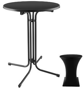 Tectake tavolo alto eren pieghevole con copertura 90 x 110 cm - nero