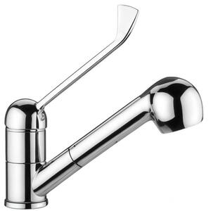 Schläfer 500154014 - Rubinetto per Lavello leva lunga con Doccetta Estraibile due Getti Cromo, Miscelatore Cucina leva clinica con Comando a Gomito, Beccuccio Girevole a 360°, Connettori G 3/8 Pollici