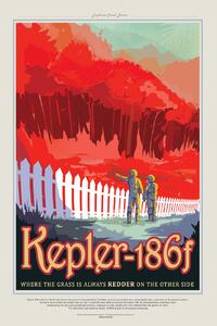 Illustrazione Kepler186f Planet Moon Poster - Space Series Nasa, (26.7 x 40 cm)
