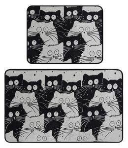 Set di tappetini per il bagno neri/grigi 2 pz 60x100 cm White Cats – Foutastic