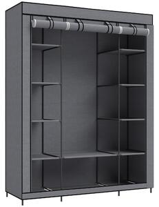 HOMCOM Armadio in Tessuto Salvaspazio con Barra Appendiabiti e 11 Ripiani, 135x45x175 cm, per Camera da Letto, Grigio | Aosom Italy