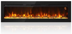 HOMCOM Camino Elettrico da 170 cm a Incasso o a Parete, 1500W, Timer 24 Ore, Fiamma Regolabile, Cristalli | Aosom Italy