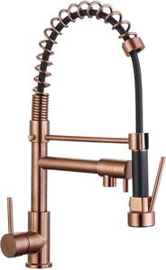Schläfer 35206516 | Miscelatore Lavello Cucina Rame con Bocca Girevole 360° e Doccetta Estraibile, Rubinetto Cucina Professionale con Doccetta Estraibile in Ottone, Miscelatore Lavello con Doccino