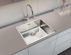 Lavello da cucina, con un solo vano, in acciaio inossidabile satinato