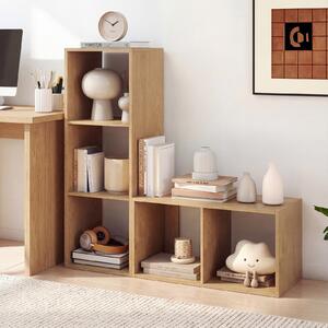 Costway Libreria a 2 livelli con retro aperto, Libreria autoportante per casa in stile moderno per soggiorno Naturale