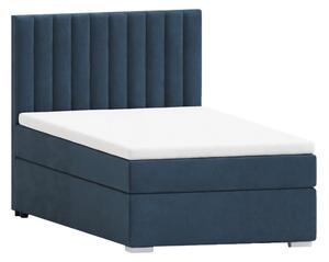 Letto singolo imbottito con contenitore blu scuro con materasso e topper inclusi 100x200 cm Bunny – Ropez