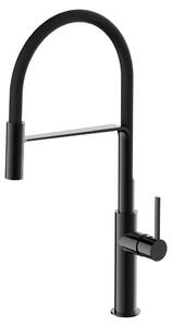 Schläfer 35406520 | Miscelatore Lavello Cucina Nero Lucido, Bocca Girevole 360°, Rubinetto Cucina Professionale con Doccetta Orientabile, Miscelatore Lavello con Doccino Serie Move in Ottone