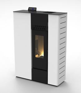 DecHome Stufa a Pellet Canalizzata Slim 10,3 kW Capacit Serbatoio 20 Kg Volume Riscaldabile 294 m3 Classe A+ colore Bianco - 25813-V6 Sterope 12C