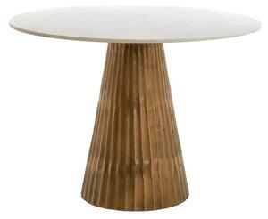 Tavolo da pranzo rotondo in bianco e bronzo con piano in marmo ø 100 cm Leyda - Light & Living