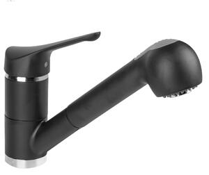 Schläfer 5006520 - Rubinetto per Cucina Nero Opaco Triest con Doccetta Estraibile due Getti, Miscelatore per Lavello con Beccuccio Girevole a 360°, Connettori G 3/8 Pollici, Ottone