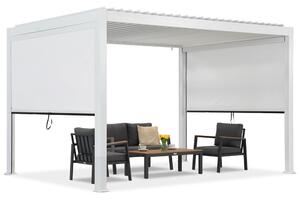 Pergola da terrazzo autoportante Lagos 3x4 con tapparelle laterali da 3 m Garden Point bianco