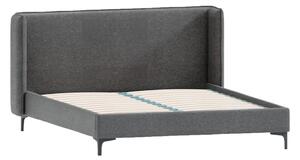 Letto matrimoniale imbottito grigio scuro con griglia 180x200 cm Basti - Ropez
