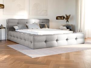 Letto con contenitore trapuntato 160 x 200 cm Tessuto chiné Grigio - LERUCO di PASCAL MORABITO