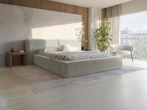 Letto con contenitore 160 x 200 cm Tessuto bouclette Beige + Materasso - TIMANO di PASCAL MORABITO