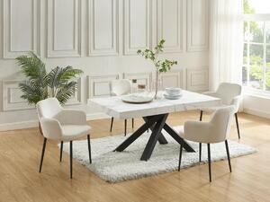Tavolo da pranzo allungabile da 6 a 10 coperti in MDF e Metallo Effetto marmo Bianco e Nero - CATONAV