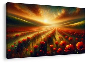 Quadro su tela – Tramonto sopra i papaveri