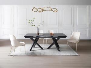 Tavolo da pranzo allungabile da 8 a 12 coperti in Vetro temperato e Ceramica Effetto marmo Nero - MARISO