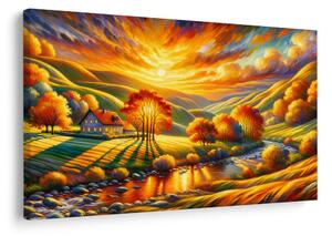 Quadro su tela – Paesaggio autunnale al tramonto