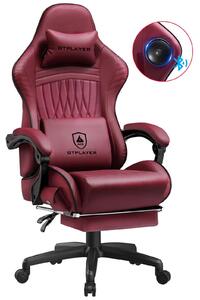 Sedia da gaming - Sedia da ufficio ACE-PRO - Ergonomica - In pelle - Girevole a 360° - Braccioli - Rotelle - 130×59×55 cm - Rosso vino