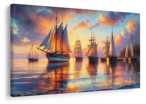 Quadro su tela – Tramonto tra le barche