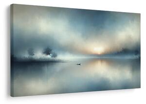 Quadro su tela – Barca solitaria nella nebbia