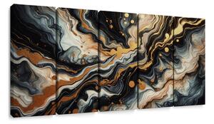 Quadri 5 pezzi – Oro liquido