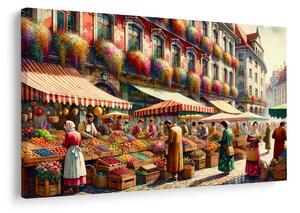 Quadro su tela – Mercato urbano con frutta