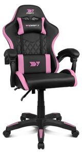 Sedia da gaming ergonomica, con altezza e braccioli regolabili, colore nero/rosa