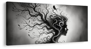 Quadro su tela – Albero della vita nella silhouette femminile