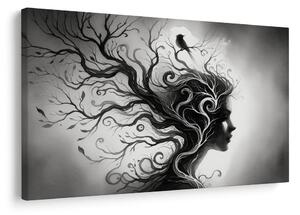Quadro su tela – Ritratto in bianco e nero con albero della vita