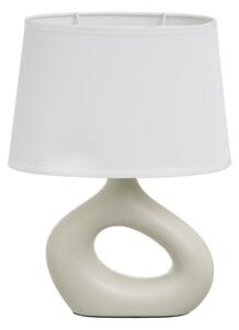 Lampada da tavolo in ceramica bianca e beige con paralume in tessuto (altezza 30 cm) - Casa Selección