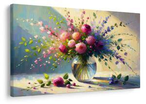 Quadro su tela – Mazzo di rose in un vaso