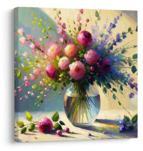 Quadro su tela – Fiori colorati nella luce del mattino
