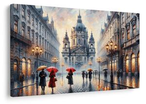 Quadro su tela – Strada piovosa con cattedrale