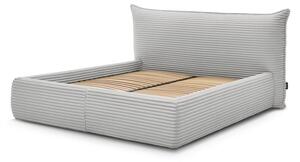 Letto matrimoniale in grigio chiaro imbottito con spazio contenitivo con griglia inclusa 160x200 cm Jade – Bobochic Paris