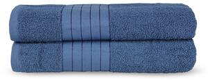 Set di 2 asciugamani blu in spugna di cotone 70x140 cm - Good Morning