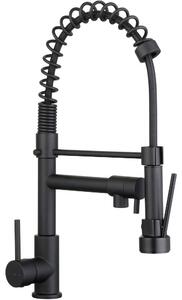 Schläfer 35206520 | Miscelatore Lavello Cucina Nero Opaco, Bocca Girevole 360° a Molla, Rubinetto Cucina Professionale con Doccetta Estraibile in Ottone, Miscelatore Lavello con Doccino