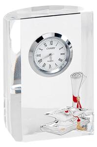 Orologio da appoggio in cristallo bomboniera Laurea 7x2,8xh10 cm Cristallo trasparente K9