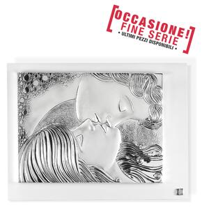 Quadro innamorati in argento Piccolo 15,5x12,5 cm immagine in Foglia di Argento pu� essere appeso o appoggiato