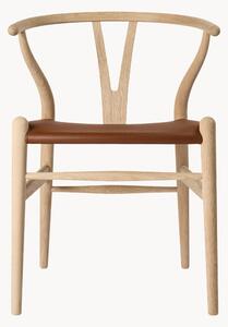 Sedia con braccioli in pelle CH24P