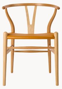 Sedia con braccioli in pelle CH24P