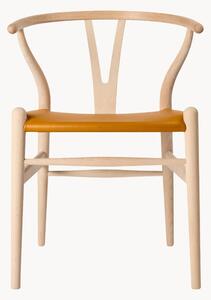 Sedia con braccioli in pelle CH24P