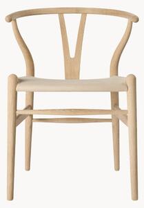 Sedia con braccioli in pelle CH24P