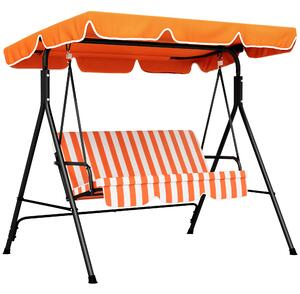 Outsunny Dondolo da Giardino Esterno 3 posti con Tendalino Regolabile e Telaio in Acciaio 172x110x153 cm Arancione | Aosom Italy